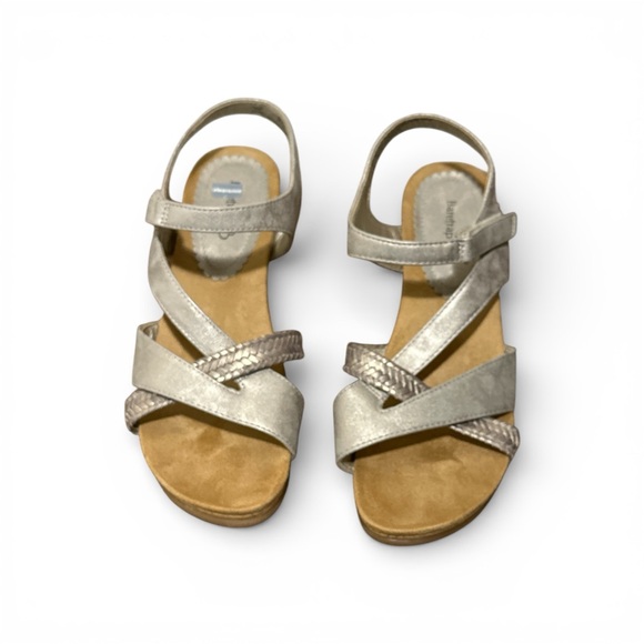 BareTraps Shoes - Bare Trapp Silver Women Strappy Cork Heeled Sandals Size 9.5M